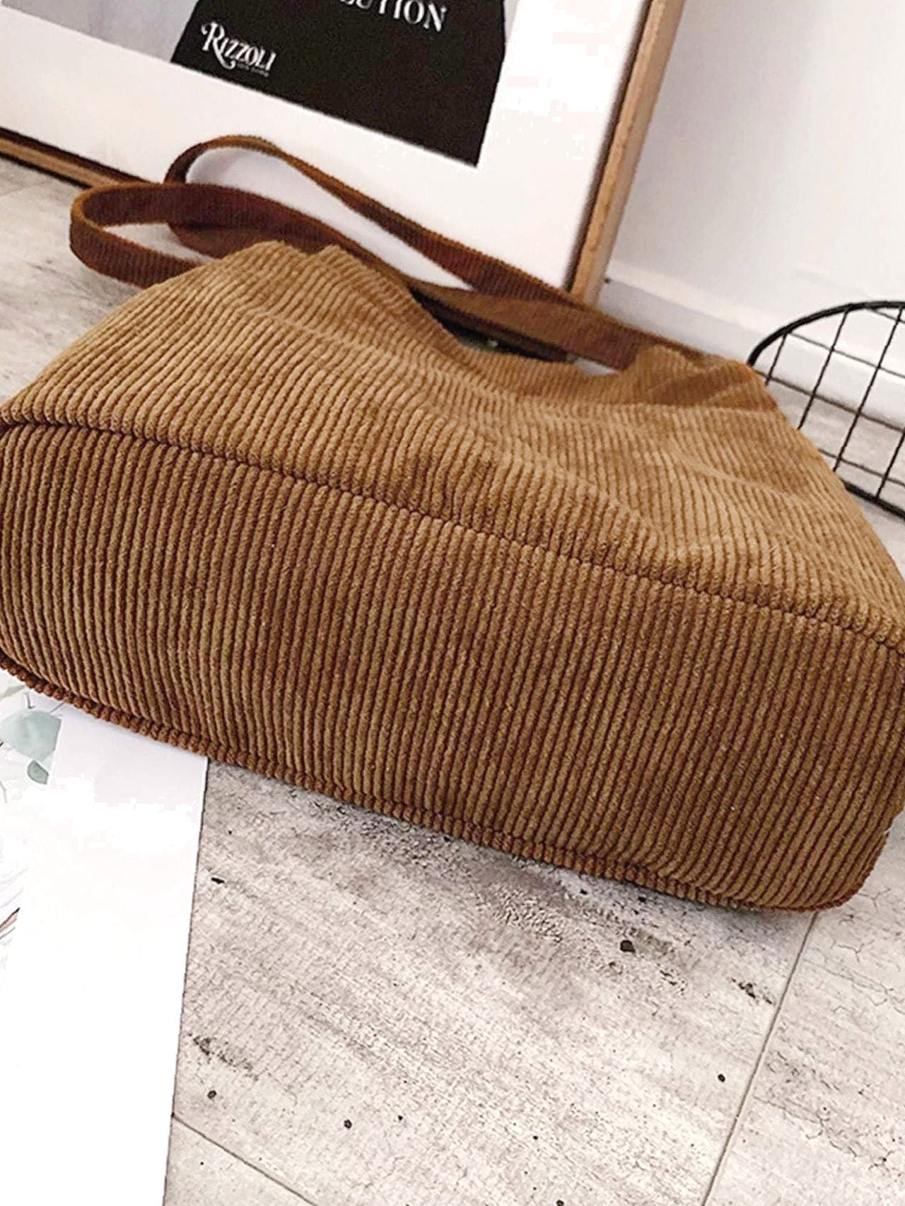 Maxct - Side Pocket Corduroy Tote Bag  - Women Tote Bags