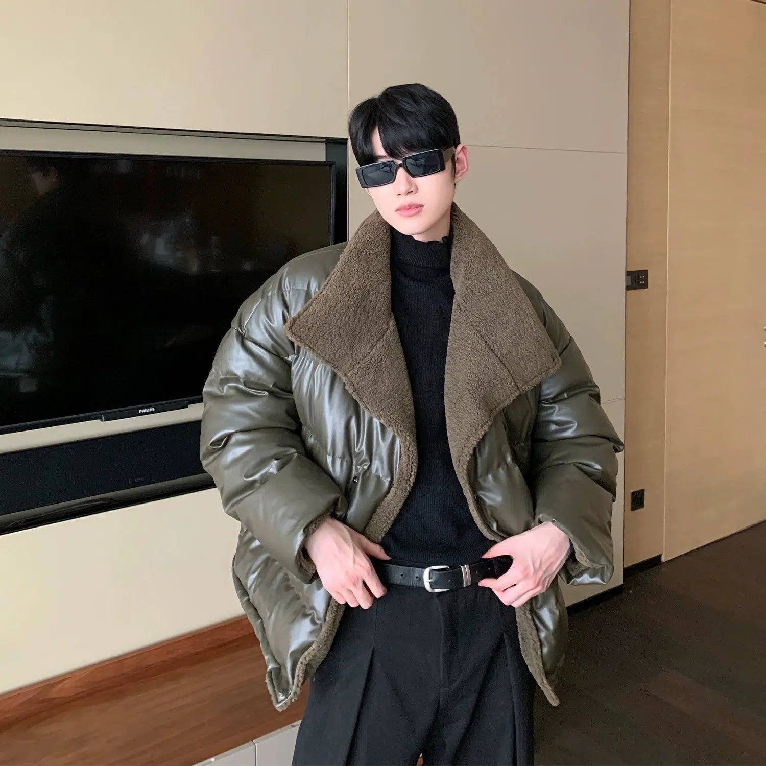 Maxct Lamb Velvet Puffer Leather Jacket