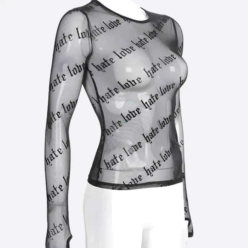 Maxct &Baddie Love Hate Sheer Mesh Top