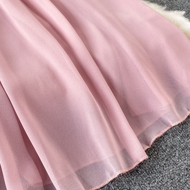 Chiffon Dress Women Sexy Slash Neck Ruffle Robe Elegant Ruffle High Waist Vestidos Female Beach Vacation New