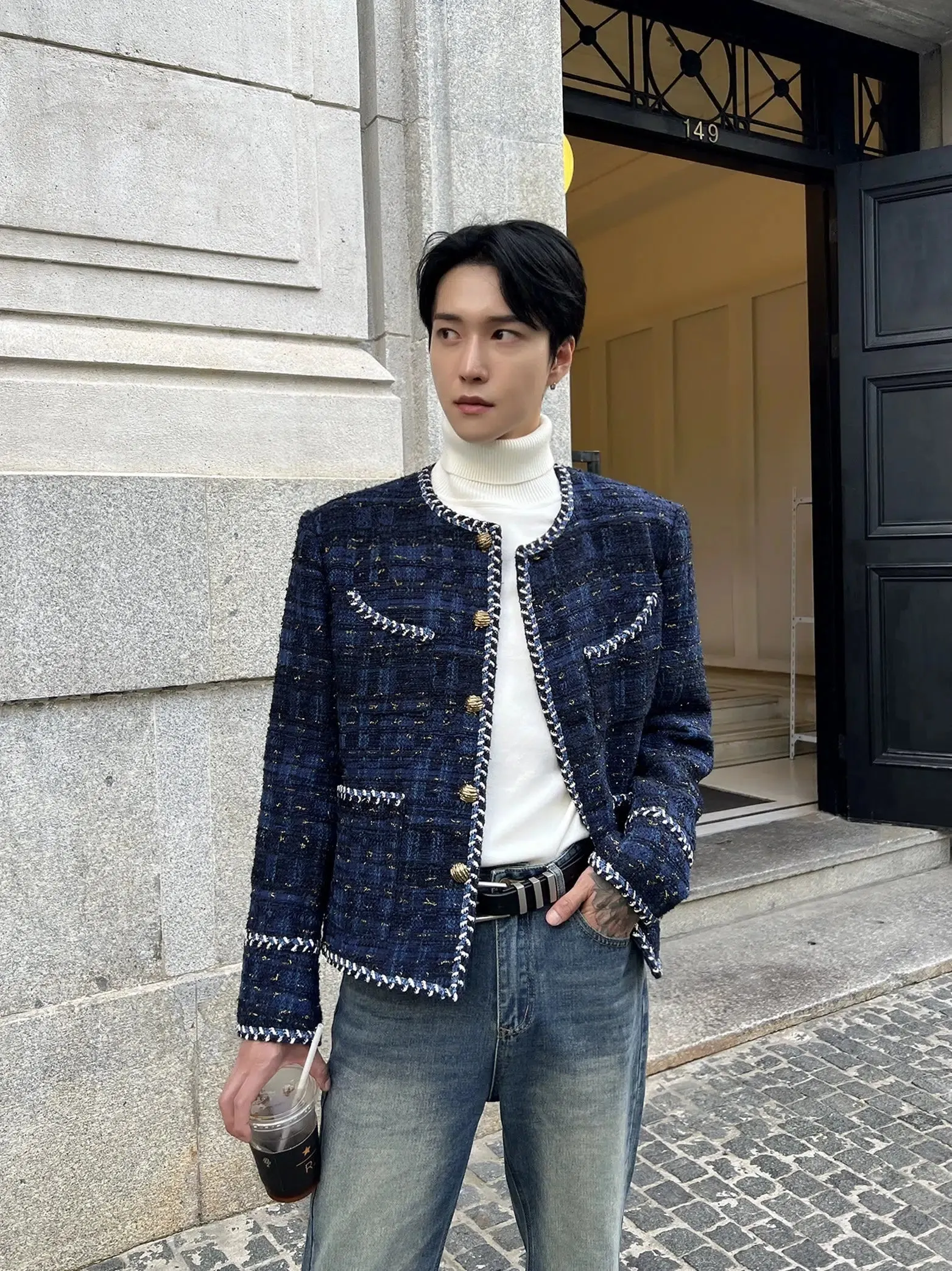 Maxct Braided Round Neck Tweed Jacket
