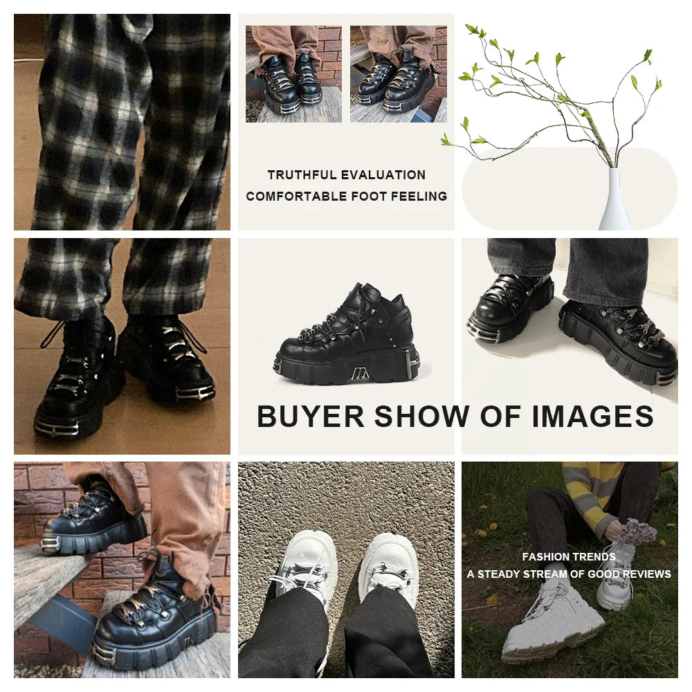 Goth Platform Sneakers for Women - Edgy Style in Classic Black Maxct