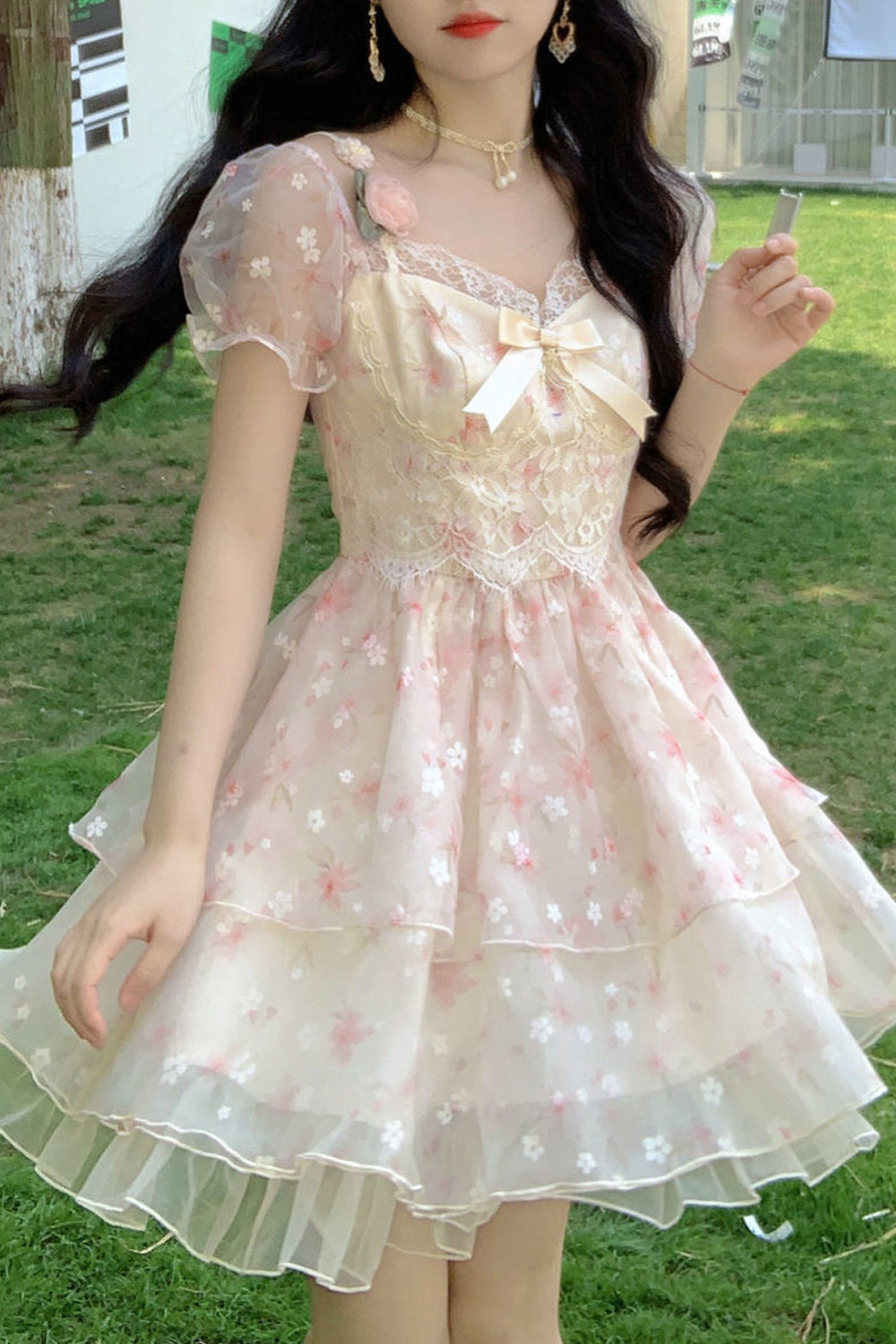 Short Sleeve Vintage Floral Mini Dress Maxct
