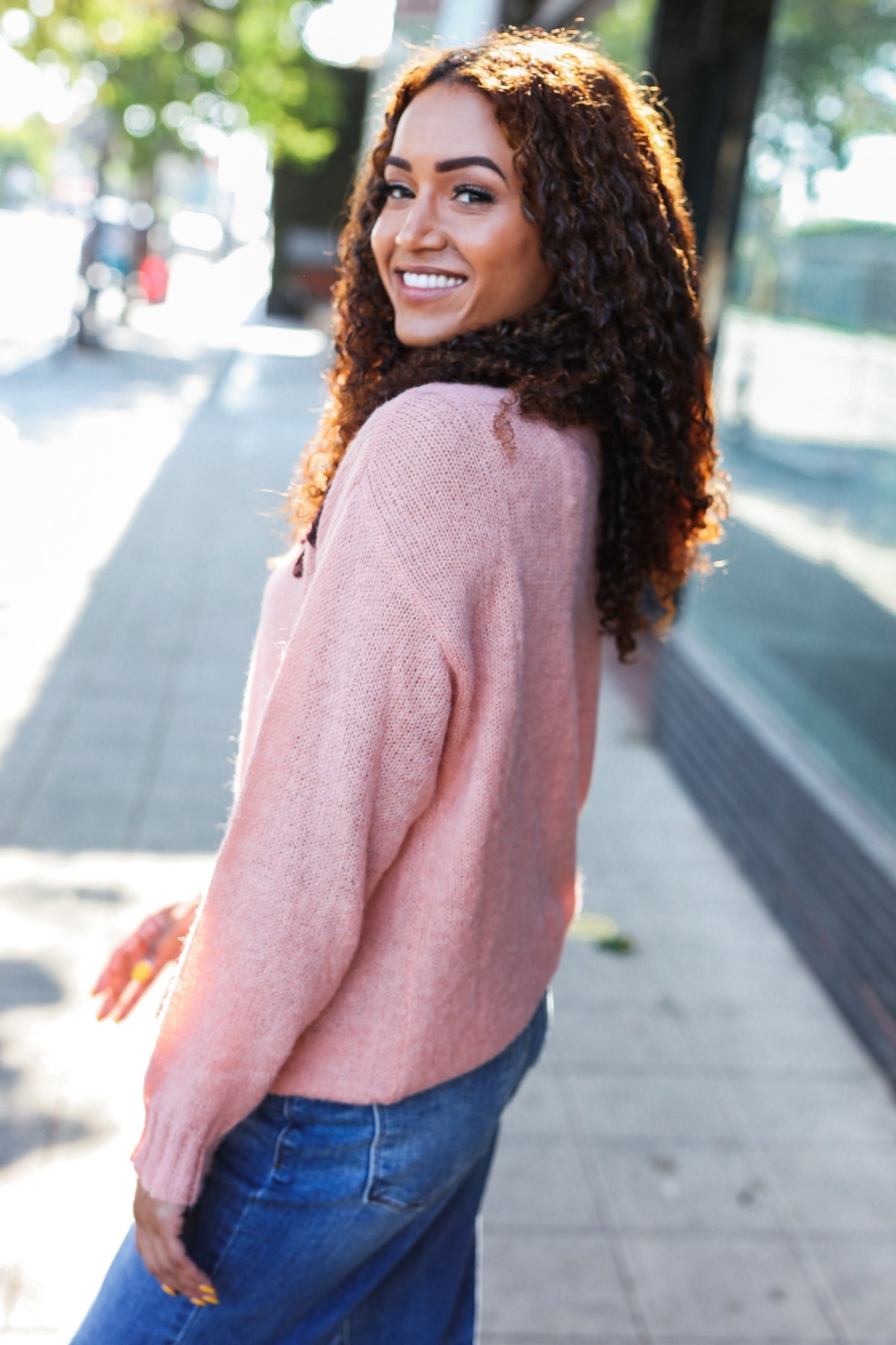 Maxct &Eyes On You Terracotta Flower Patch Oversized Knit Sweater