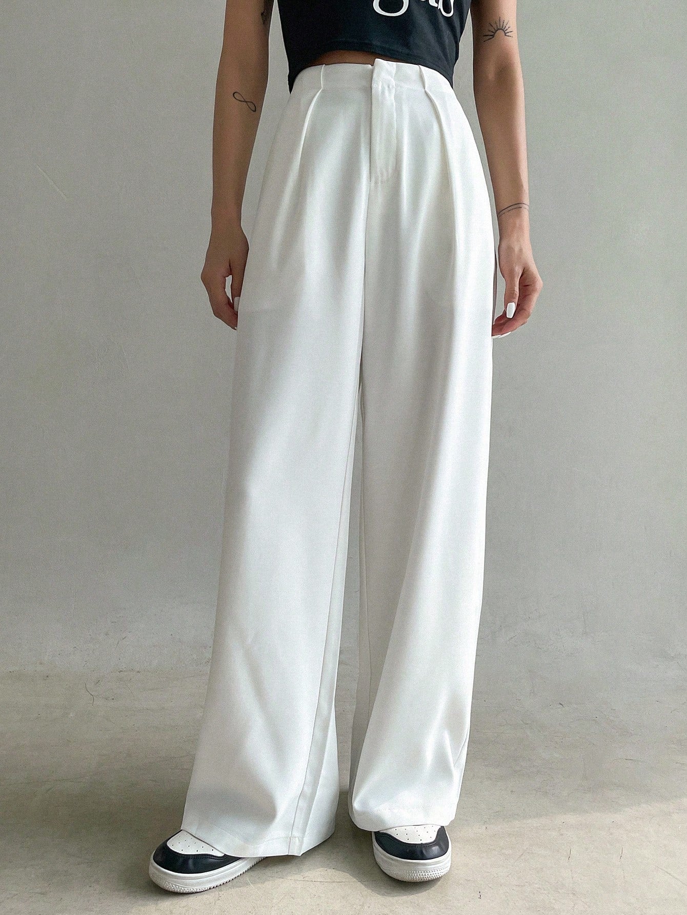Maxct Solid Wide Leg Suit Pants