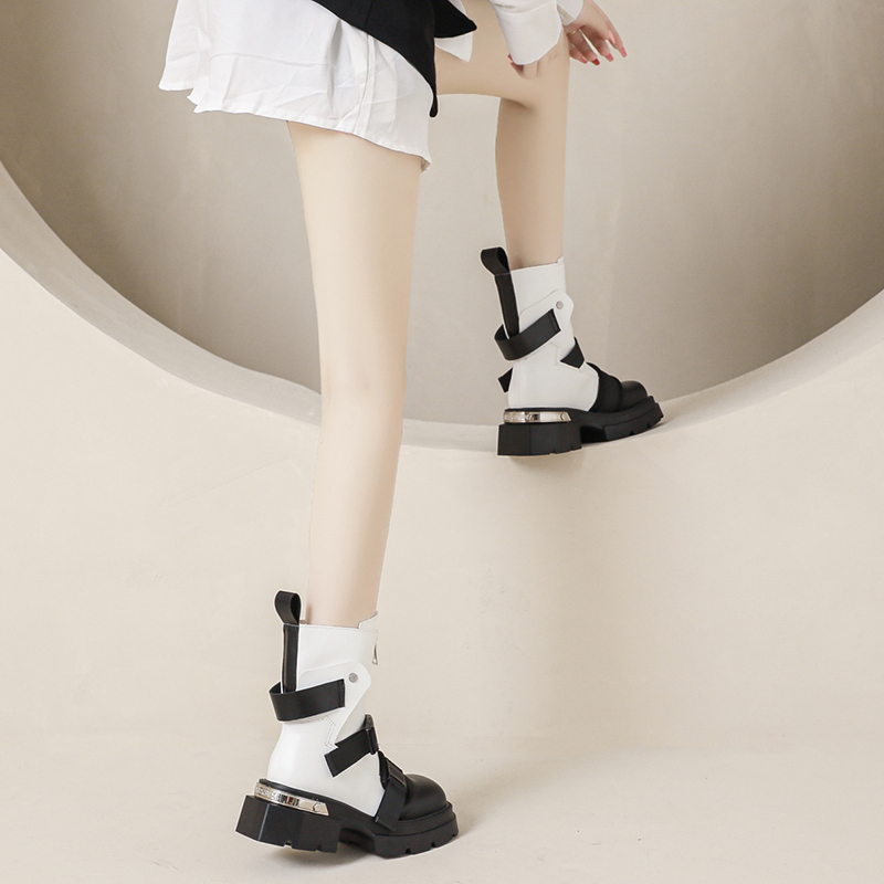Chunky Platform Designer Ankle Boots â€Trendy Belt Buckle Accent - true deals club