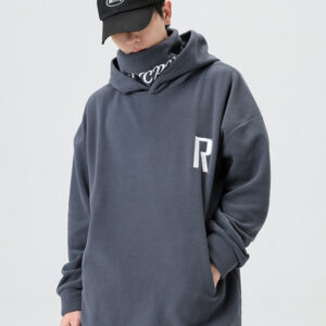 JKCPP Loose Fleece Black Hoodie for Men Maxct
