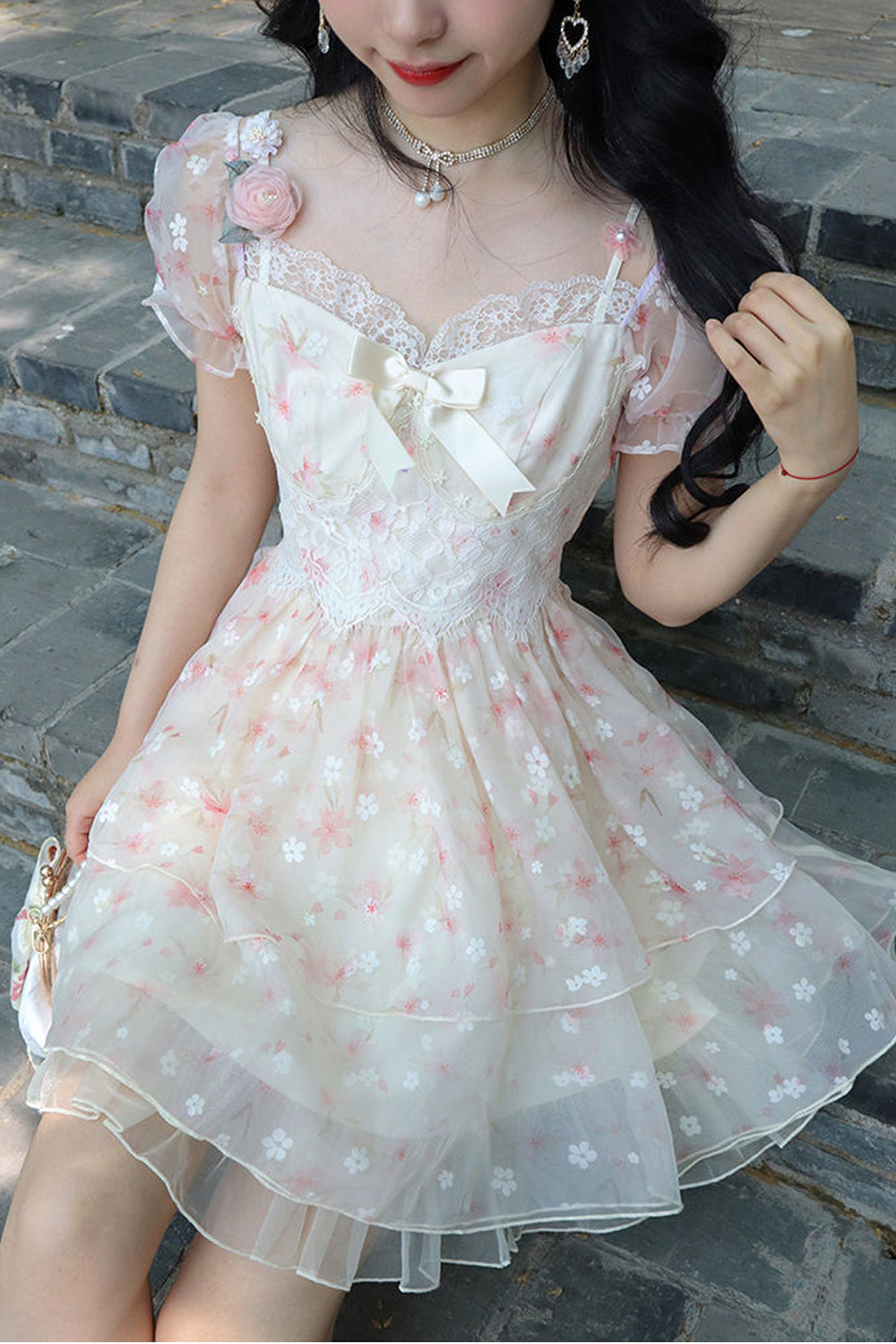 Short Sleeve Vintage Floral Mini Dress Maxct