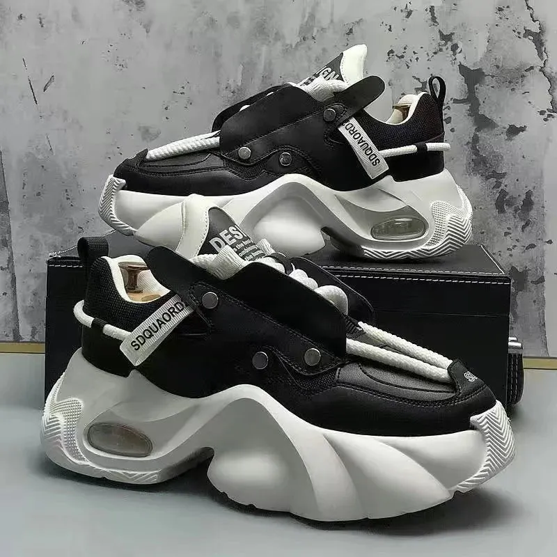 Microfiber Leather Upper Increased Platform Stylish Sneakers Maxct