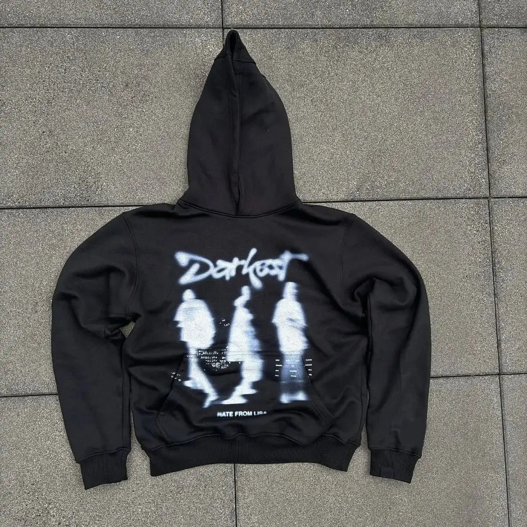 Maxct Y2k Winter Long Sleeved Hoodie Sweatshirt Oversized Winter Clothes Streetwear Y2k Vintage Punk Graffiti Print Top School Ootd