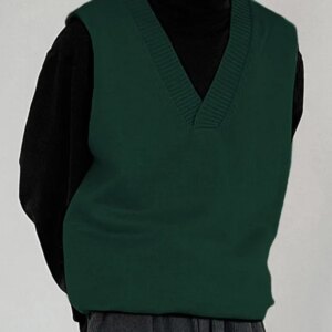 Maxct - Mens V-neck Loose Knitted Sleeveless Sweater VestI