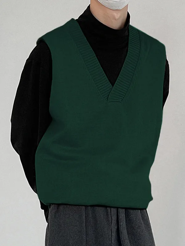 Maxct - Mens V-neck Loose Knitted Sleeveless Sweater Vest
