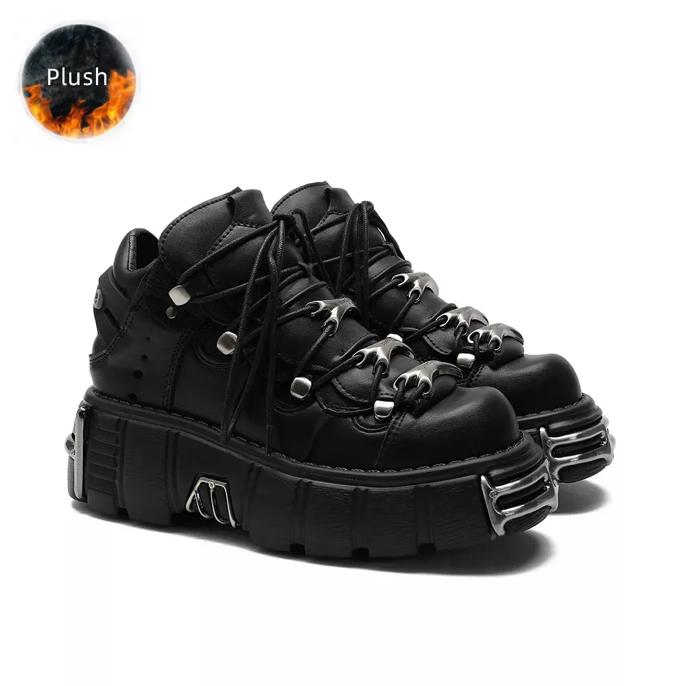 Goth Platform Sneakers for Women - Edgy Style in Classic Black Maxct
