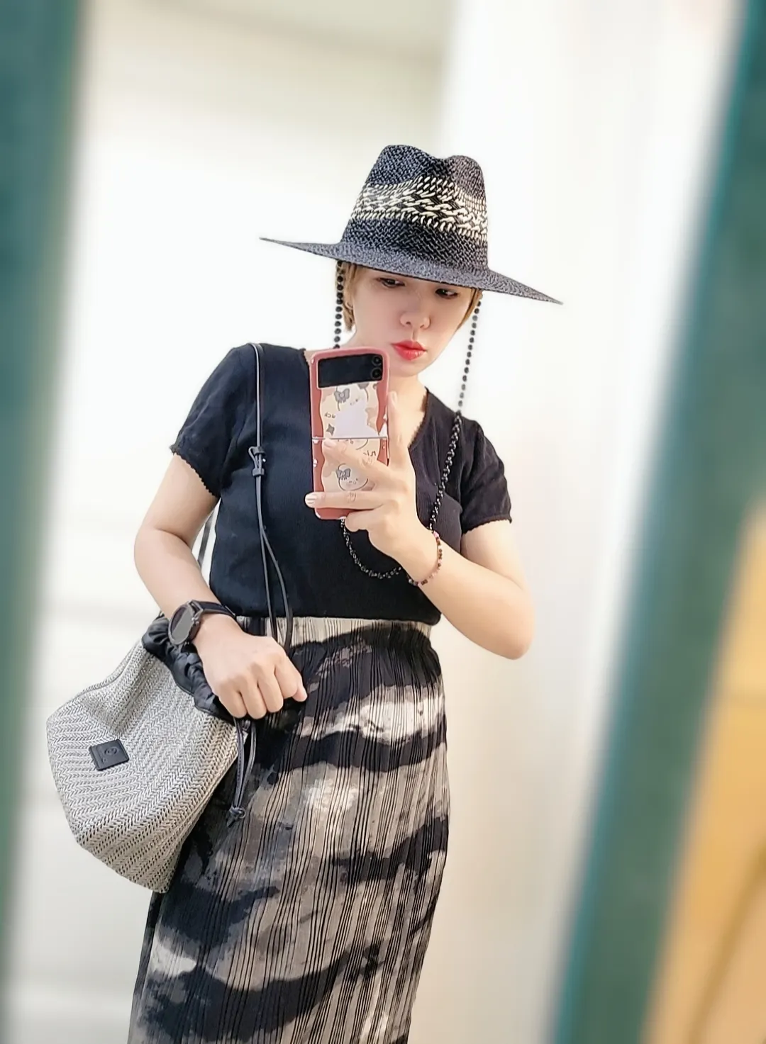 Straw Hat Japanese Style Black Brown Panama Women's Beach Big Brim
