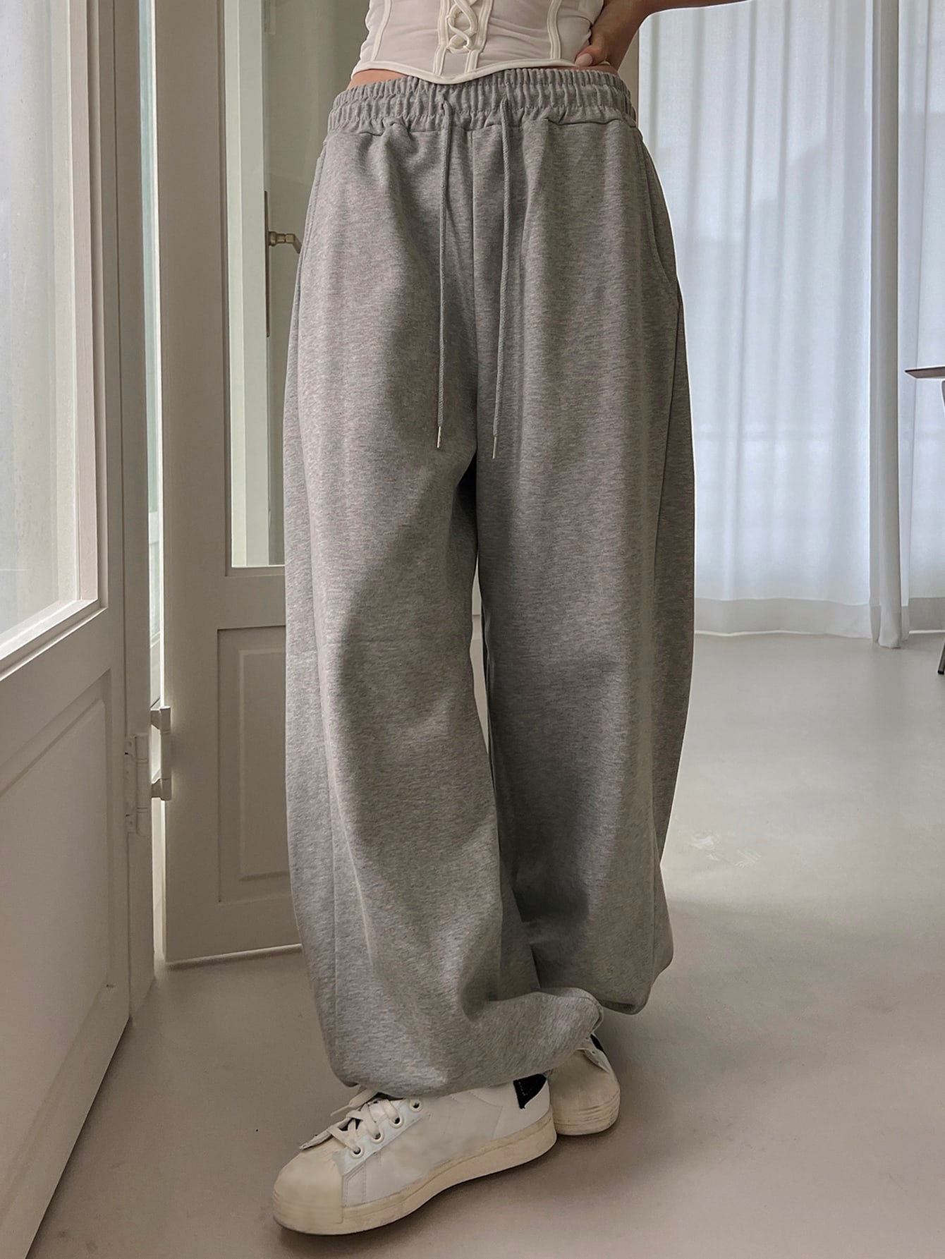 Maxct Drawstring Waist Wide Leg Sweatpants