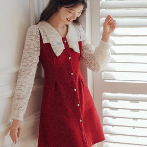 Lace Bow Sweater Dress Maxct