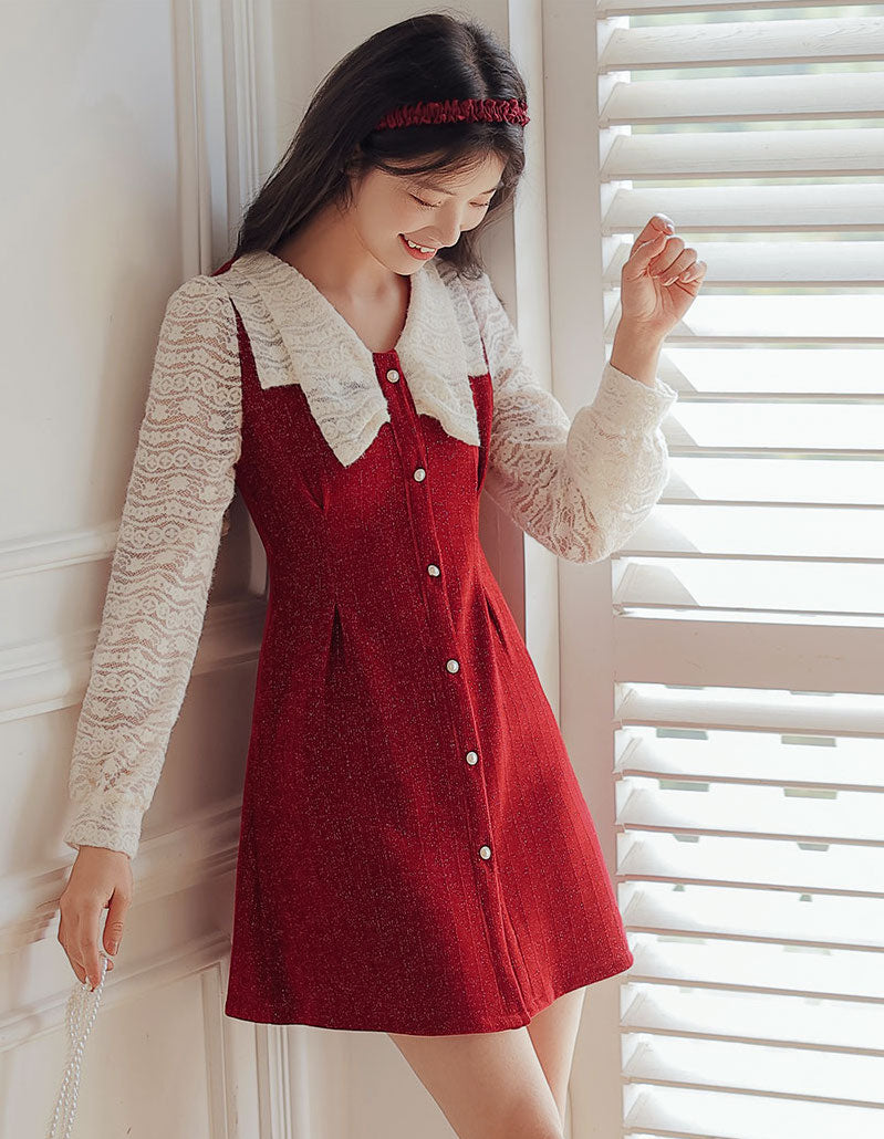 Lace Bow Sweater Dress Maxct
