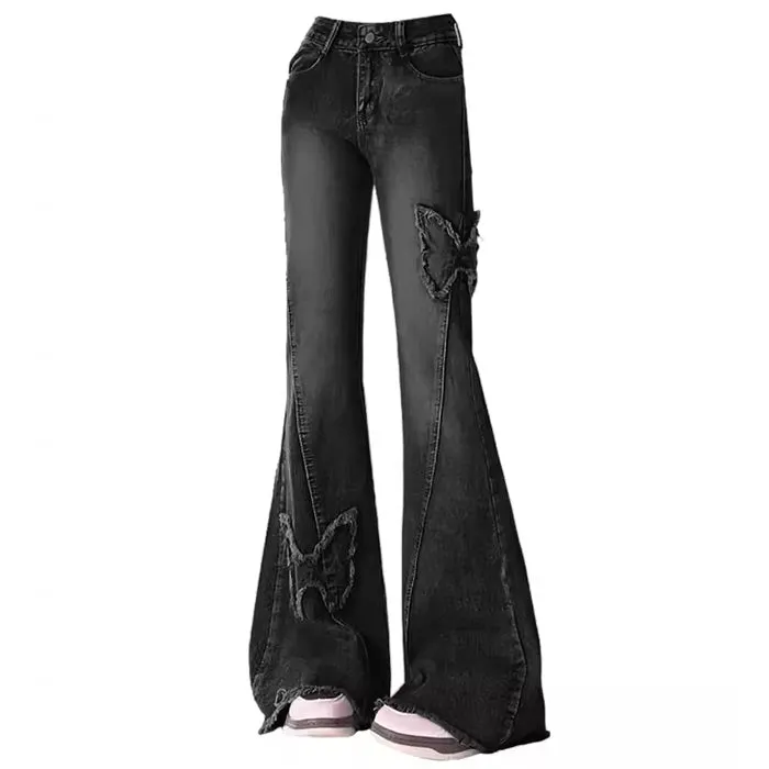 Y2K Butterfly Flare Jeans Maxct