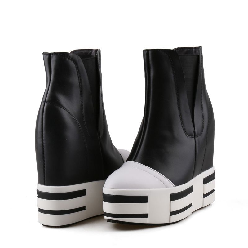 13cm Leather Platform Wedge Boots for Women Maxct