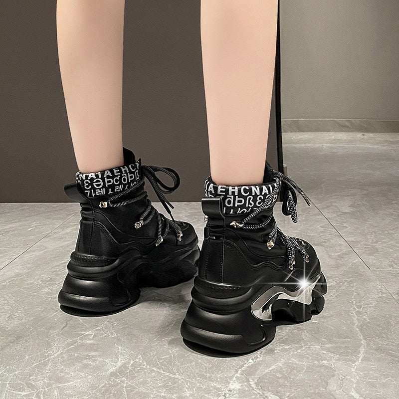 Women's High Platform Motorcycle Boots Maxct