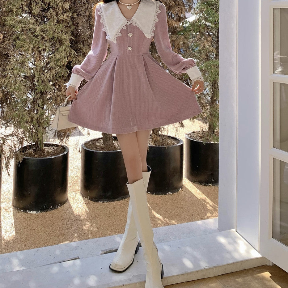 Sweet Love Peter Pan Knit Dress Maxct