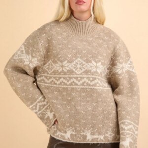 Maxct &VERY J Christmas Element Mock Neck Long Sleeve Sweater