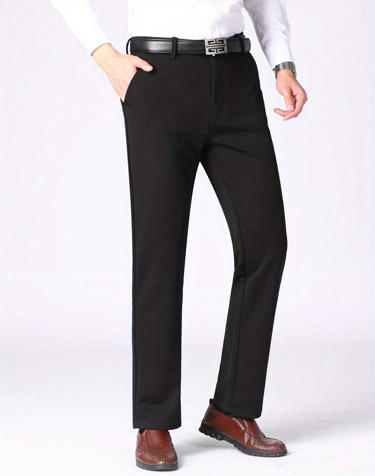 Classic Design Dress Pants, Men's Casual Solid Color Slightly Stretch Dress Pants For Spring Summer Business