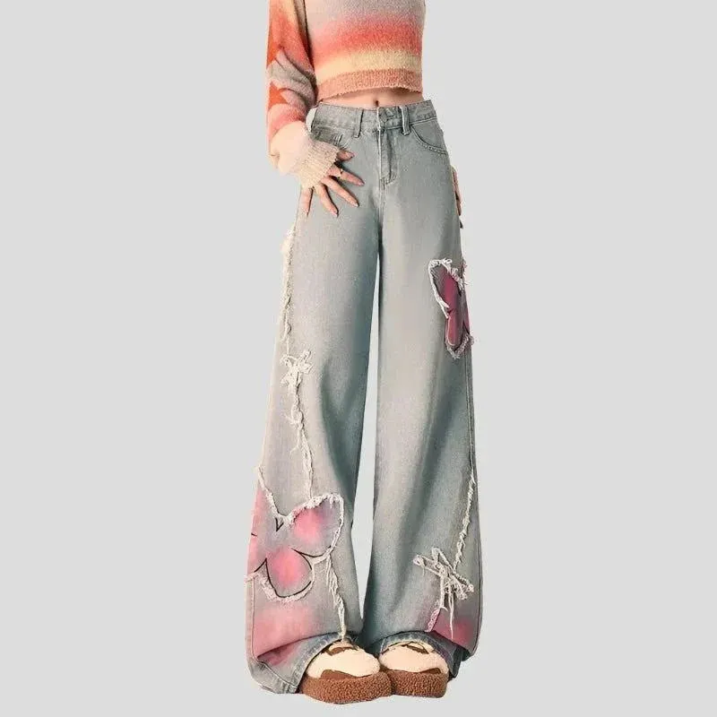 Wide Leg Trousers Women's Butterfly Jeans Maxct