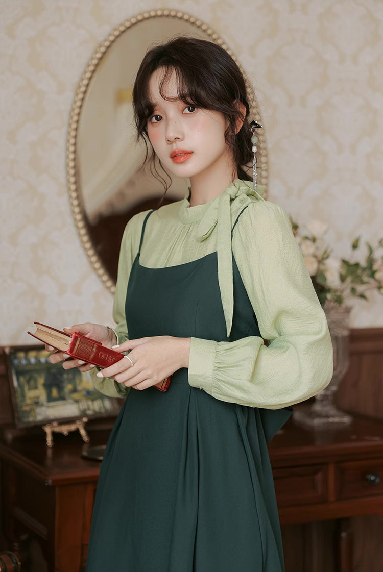 Bow Back Cami Dress & Blouse Set Maxct