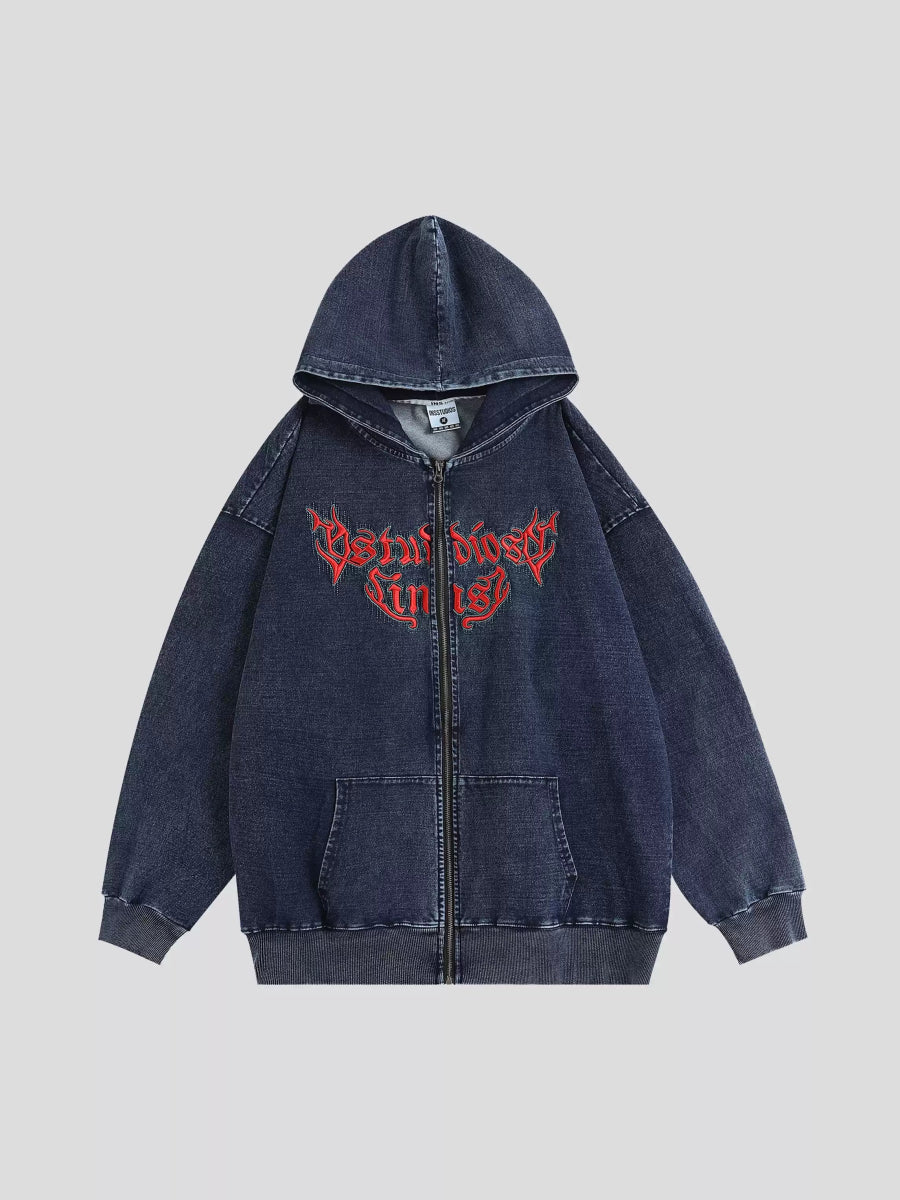 Maxct [Insstudios] Gothic Letter Logo Denim Jacket Na1631