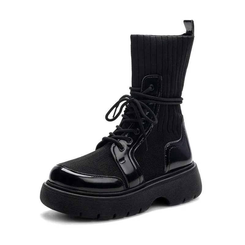 Lace-up Tube Boots for Women Maxct