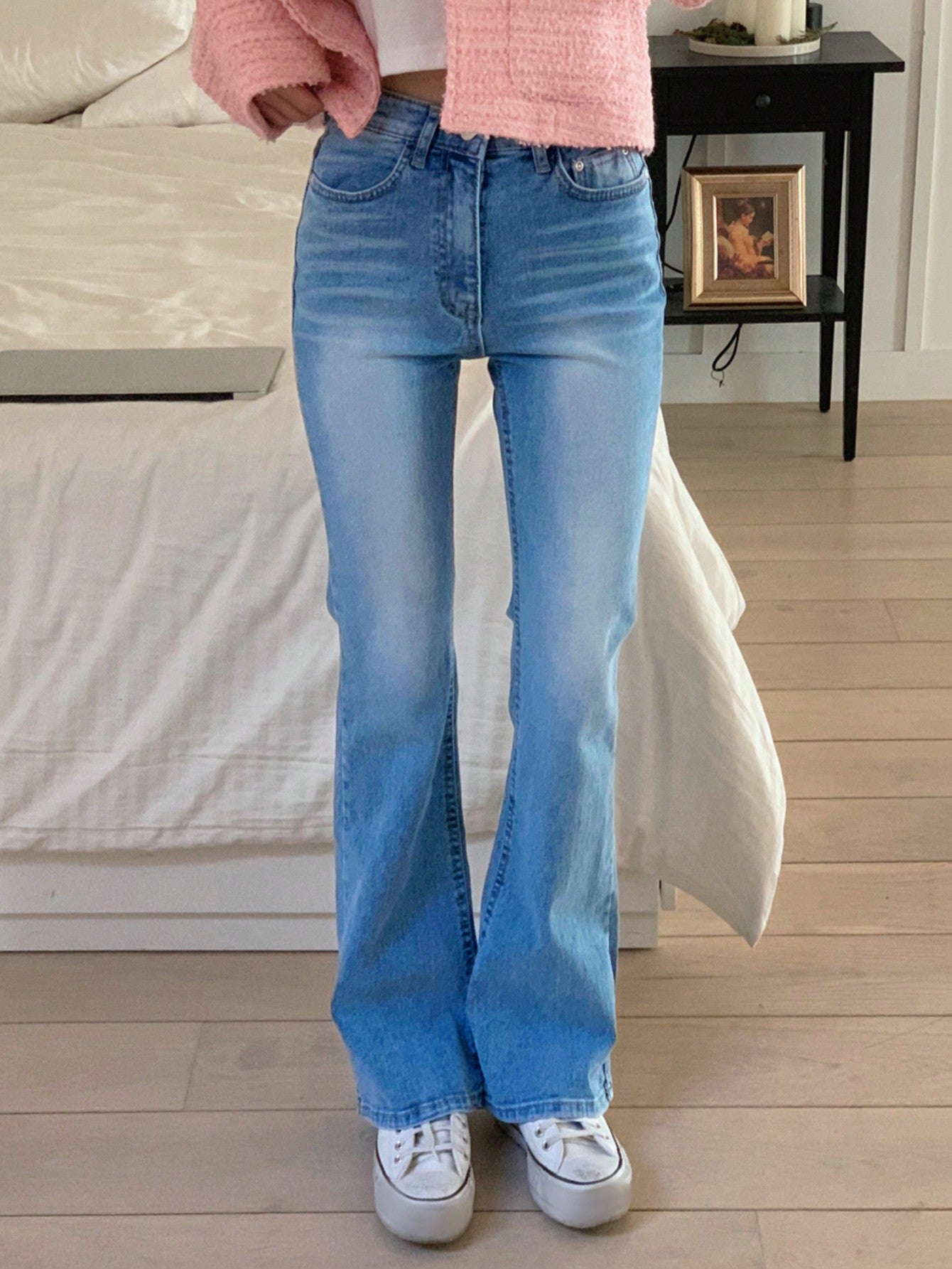 Maxct Women's Cat Whisker Detail Daily Jean Flared Pants