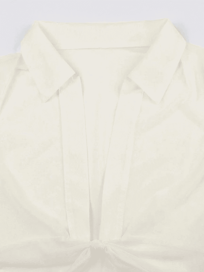 Maxct Cropped Open Front Sheer Mesh Blouse