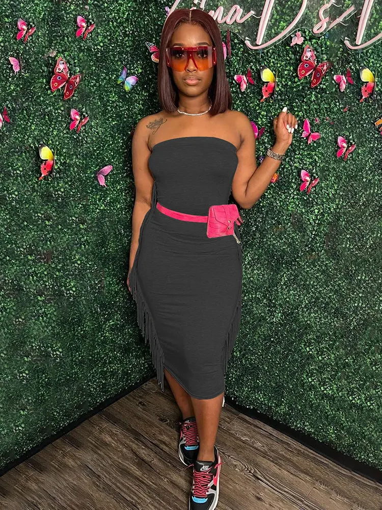 Tassels Bodycon Midi Dress Maxct