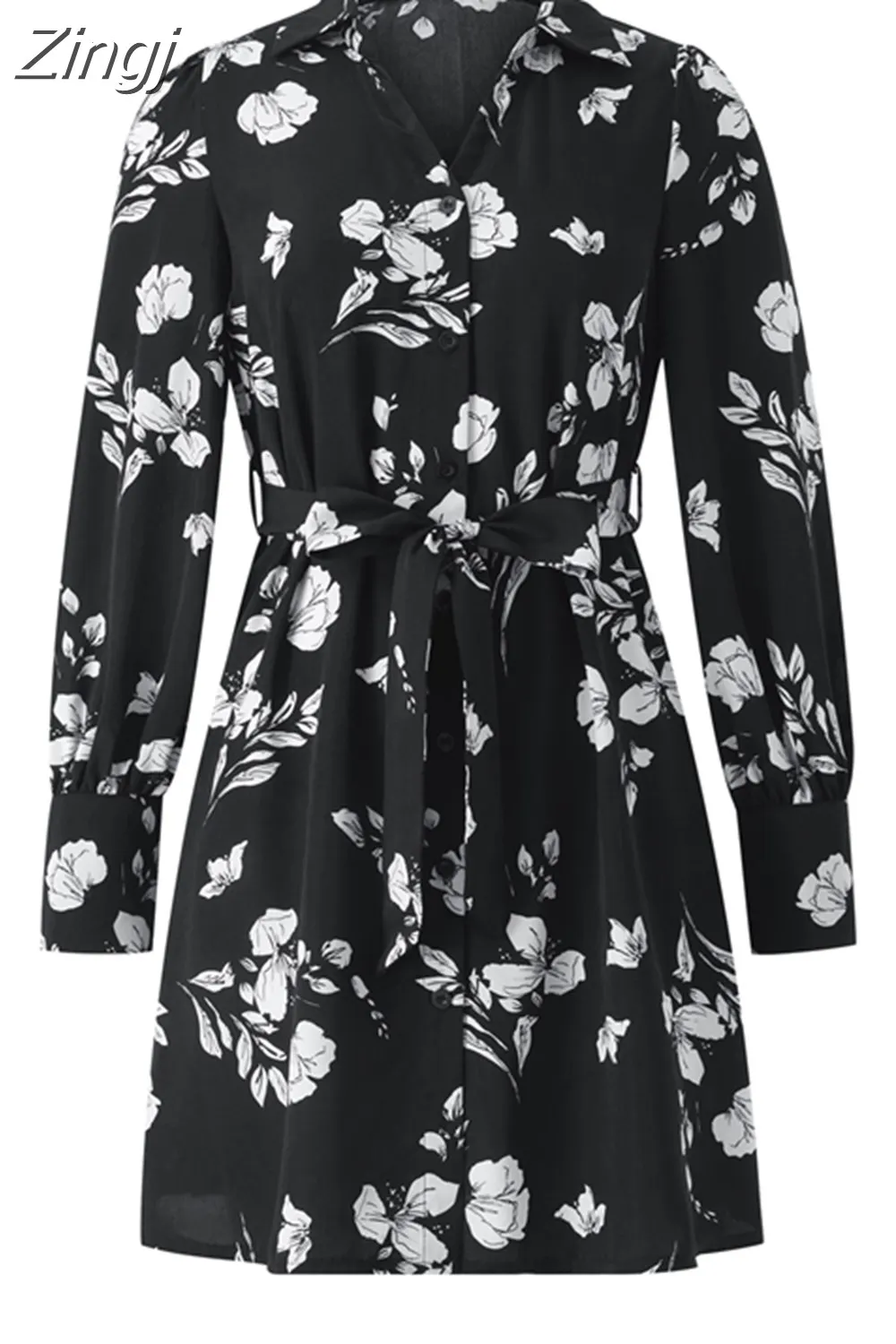Maxct Women Printed Long Sleeve Dress Casual Bandage Mini A-line Dresses Sexy Party Summer Feminias Vestidos Women Clothes