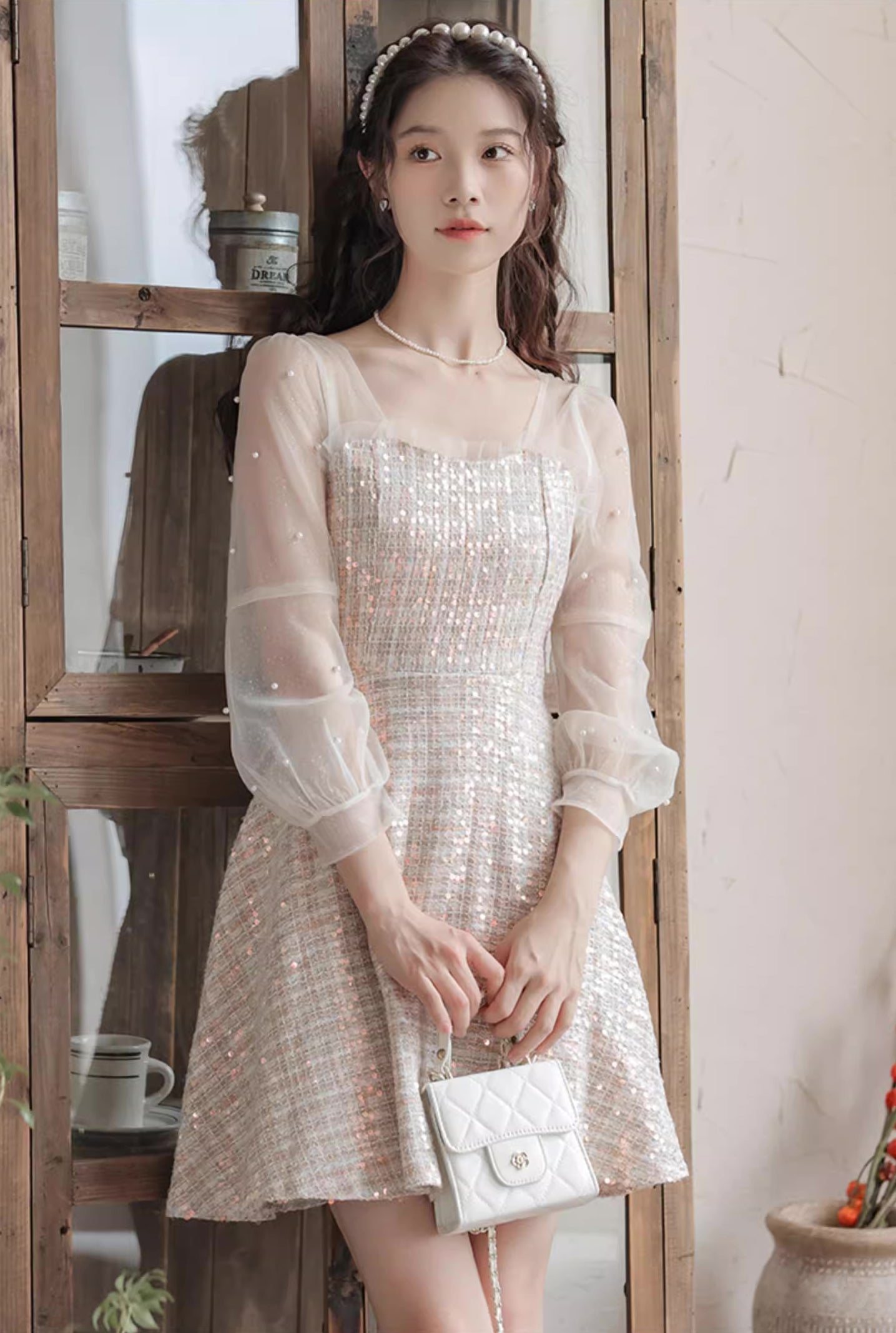 Daytime Sequin Tweed Mini Dress Maxct