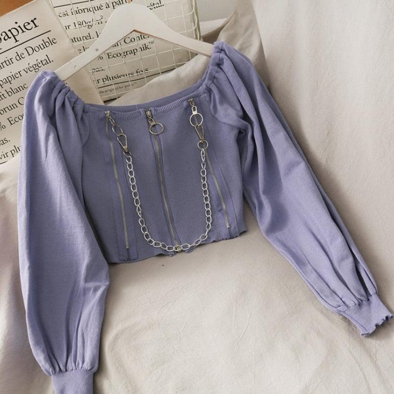 Maxct &Chain Detailed Square Neck Crop Top