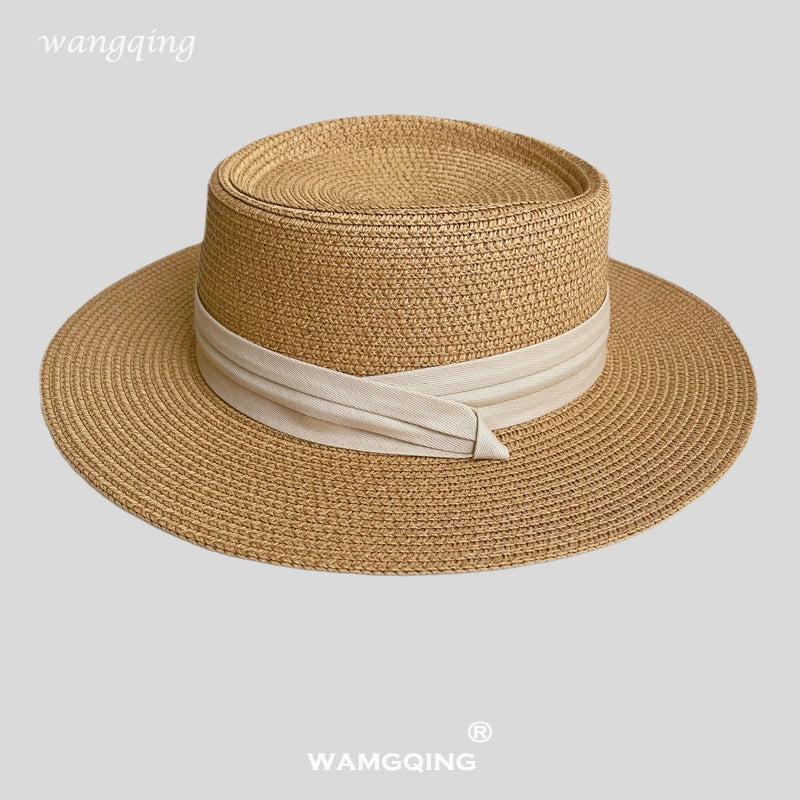 Maxct Internet Celebrity Ins Travel Wide Brim Flat Top Japanese Style Straw Hat