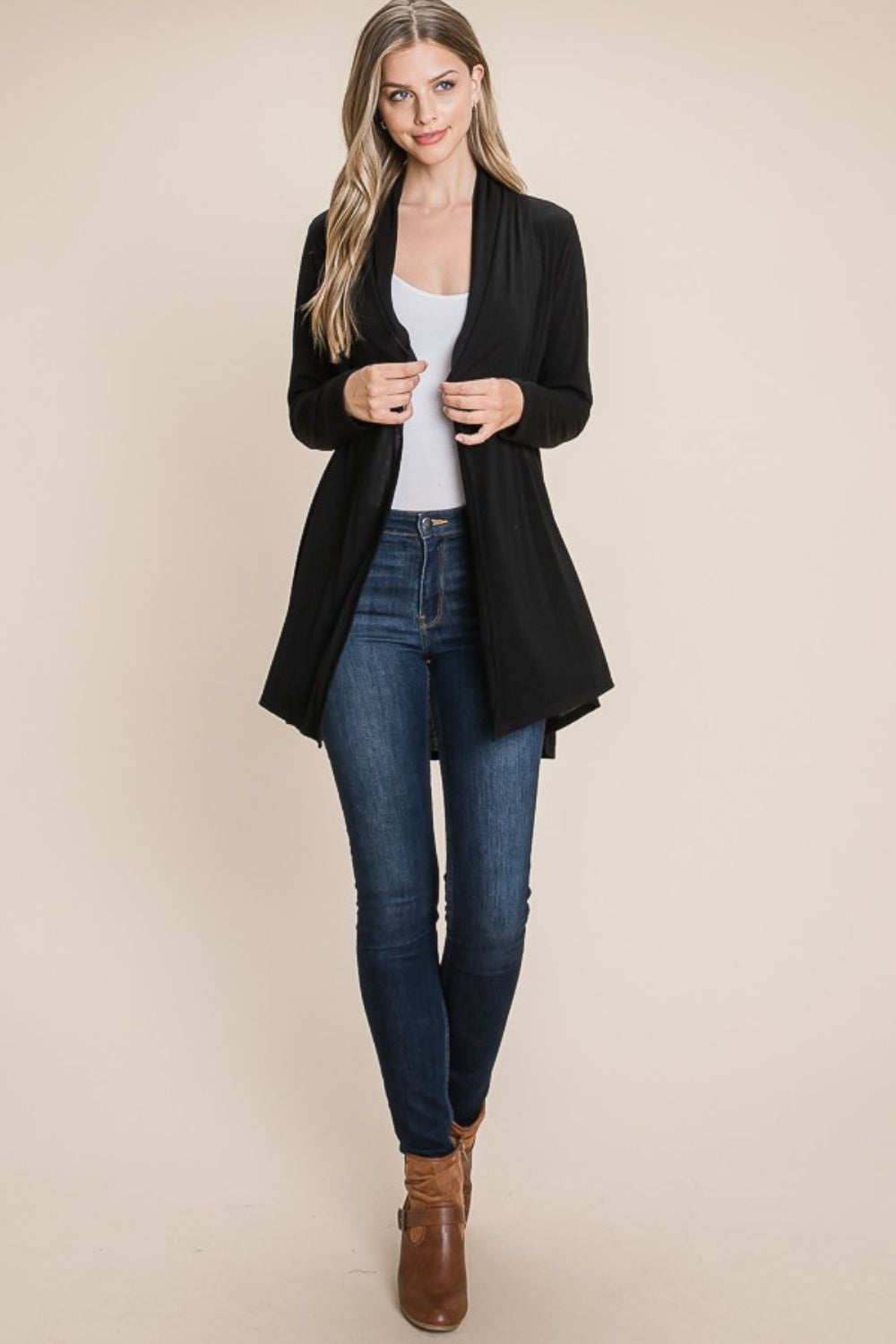 Maxct &BOMBOM Open Front Long Sleeve Cardigan