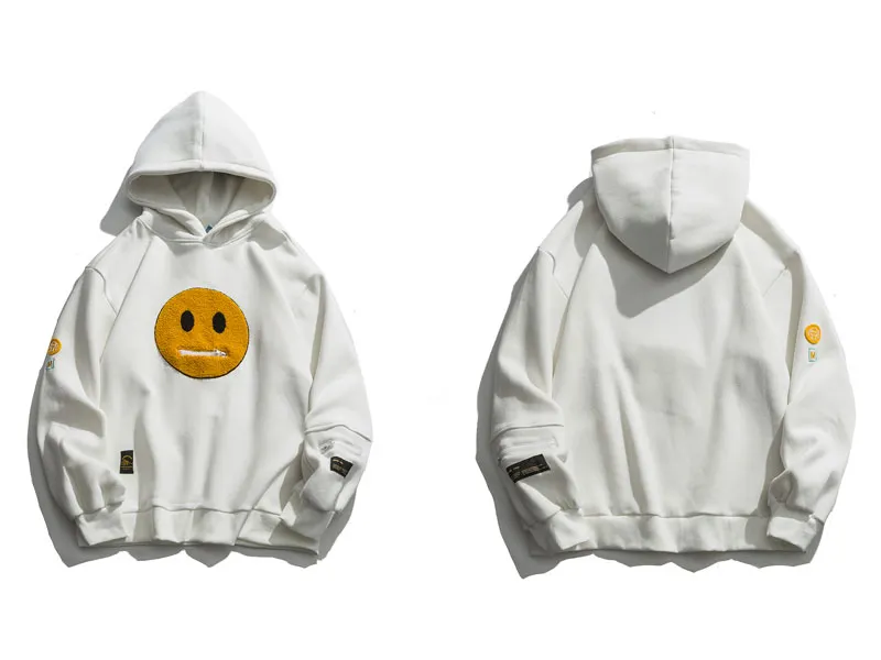 Zipper Pocket Smile Face Men Hoodies - True Deals Club