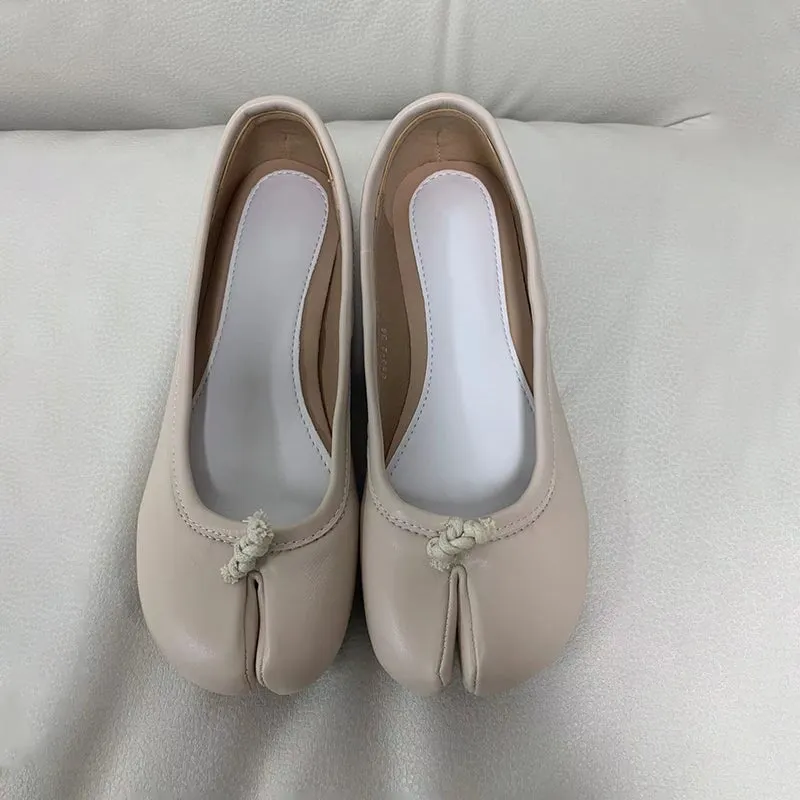 Women's Calf Casual Flats Split Toe Loafers Light Brown/Khaki/Silver/Beige/Black Maxct - Image 12