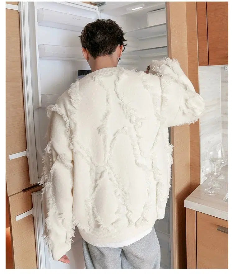 Maxct Fringed Crew Neck Sweater