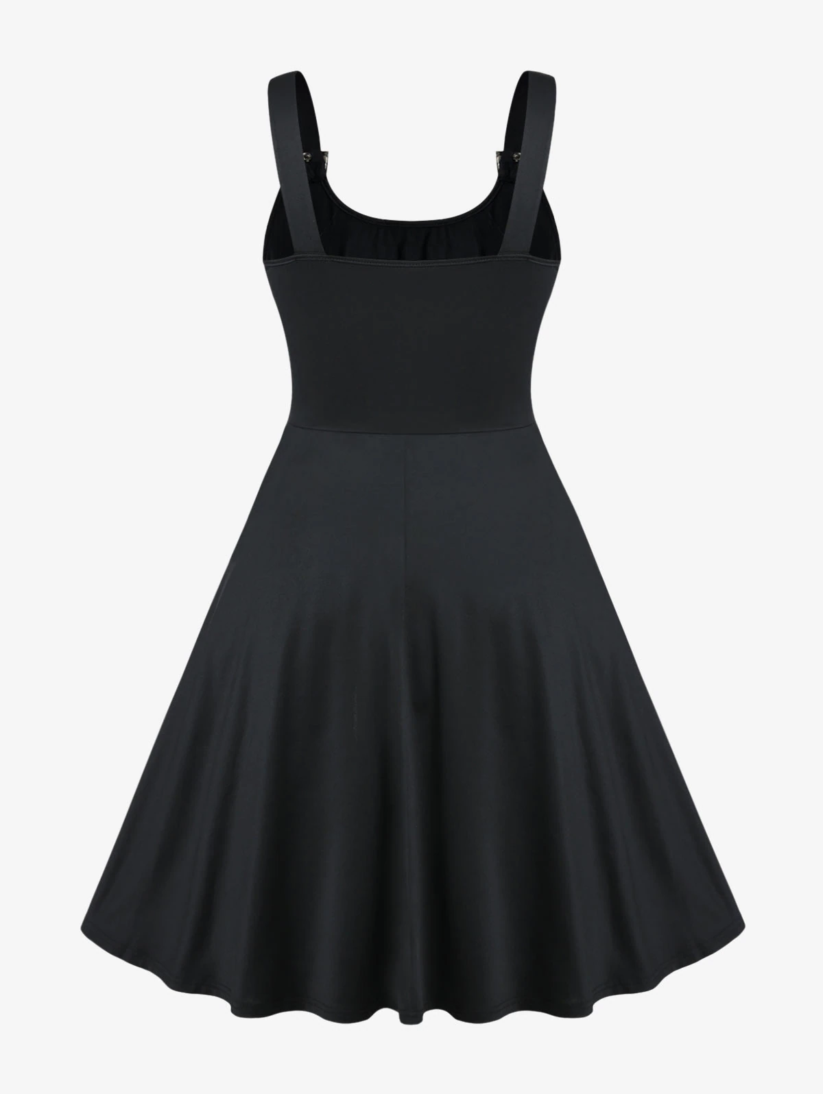 Maxct Gothic Lace Up Buckles A Line Sleeveless Dress Women Solid High Waisted Dresses