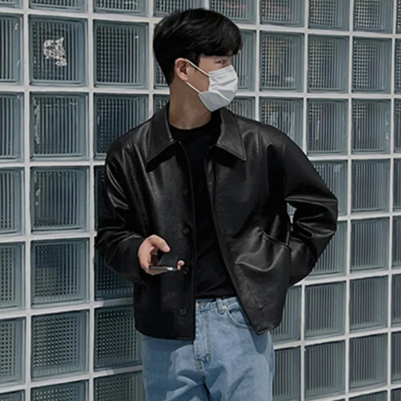 Maxct Cropped Minimal Faux Leather Jacket