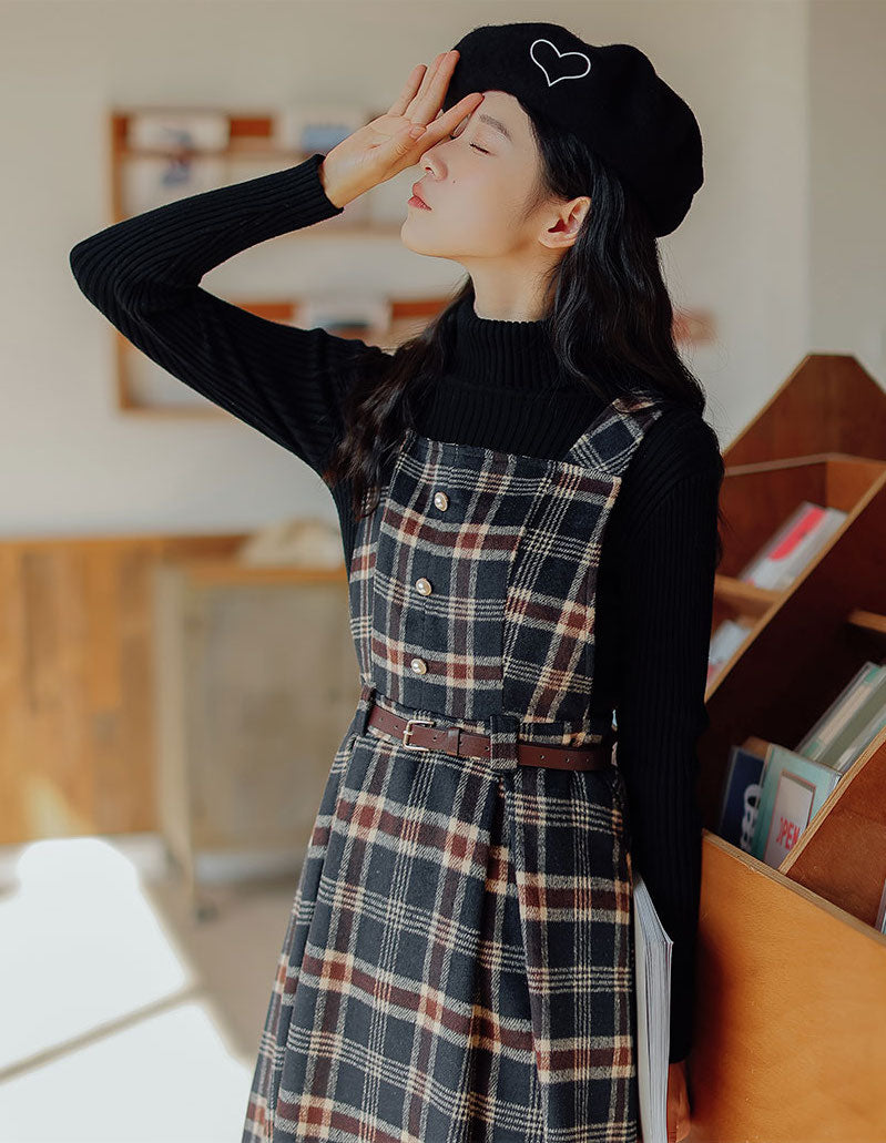 Holiday Plaid Pinafore Midi Dress Maxct