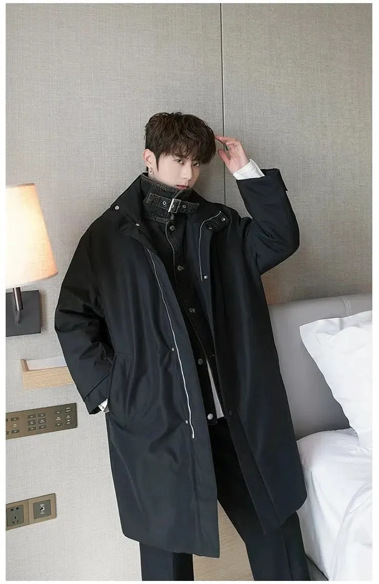 Maxct Mid-length Two-piece Denim Patchwork Coat