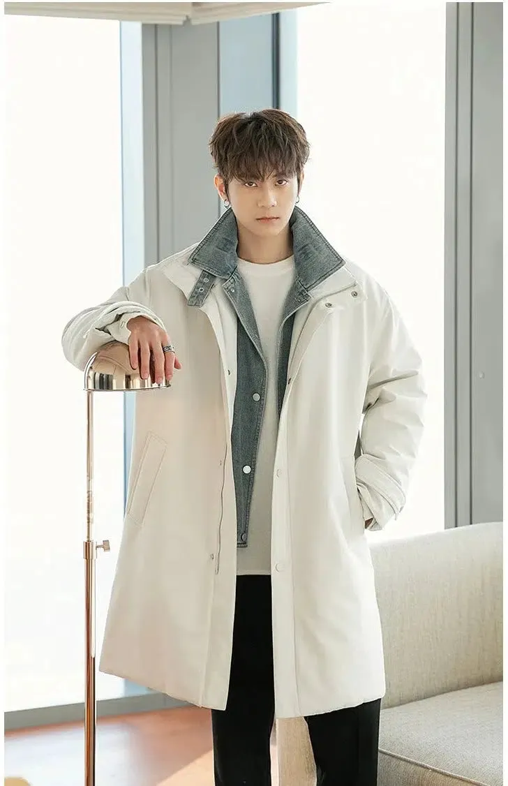 Maxct Mid-length Two-piece Denim Patchwork Coat