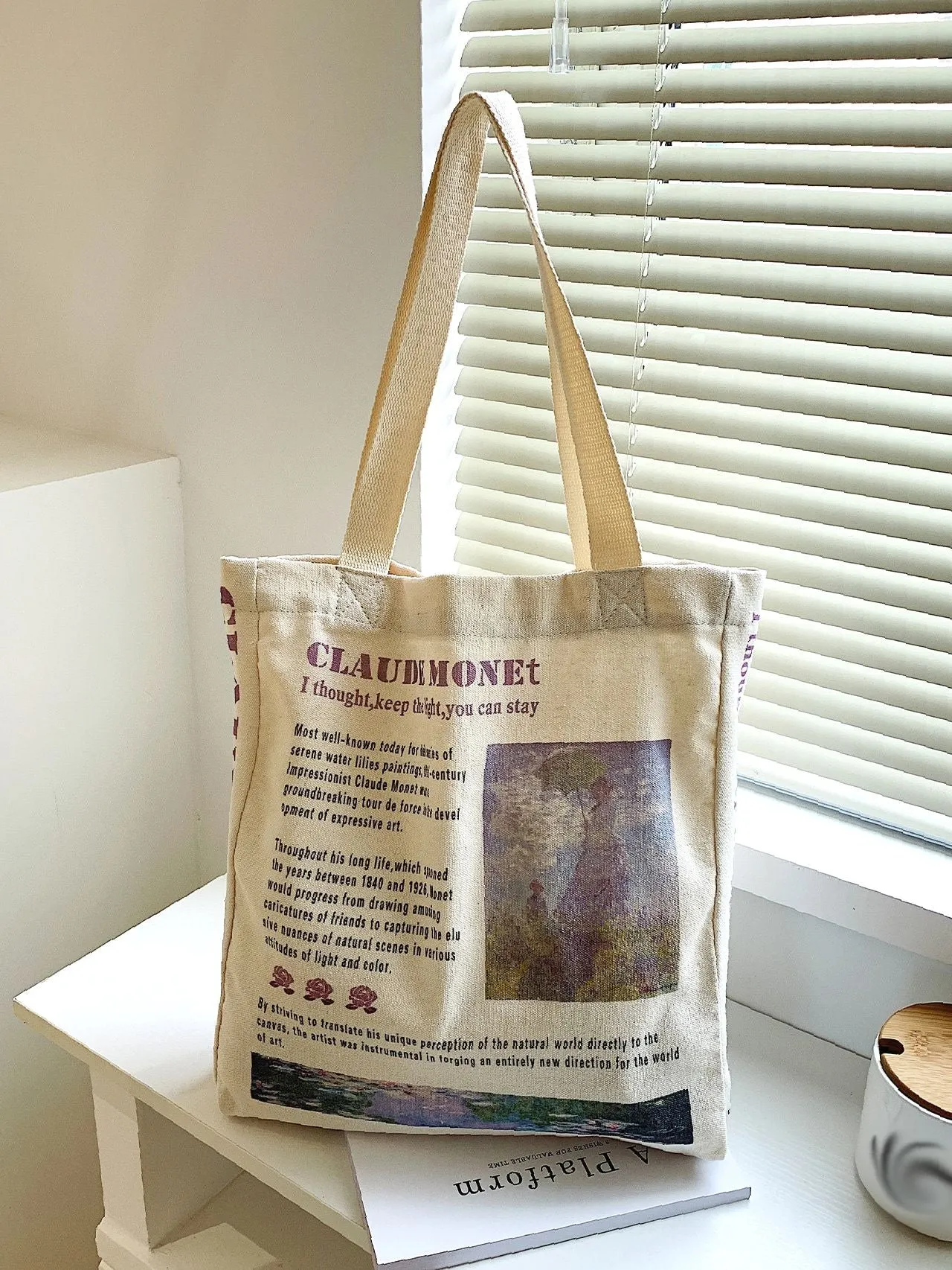 Maxct - Letter & Figure Canvas Shopper Bag  - Women Tote Bags