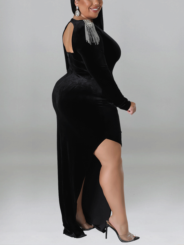 Velvet Slit Midi Dress Maxct