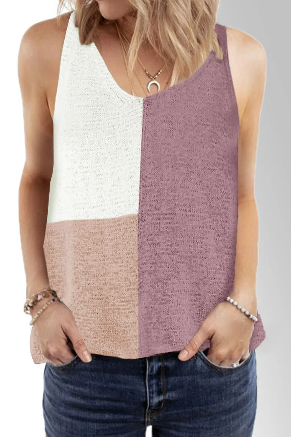Maxct &Color Block V-Neck Knit Vest